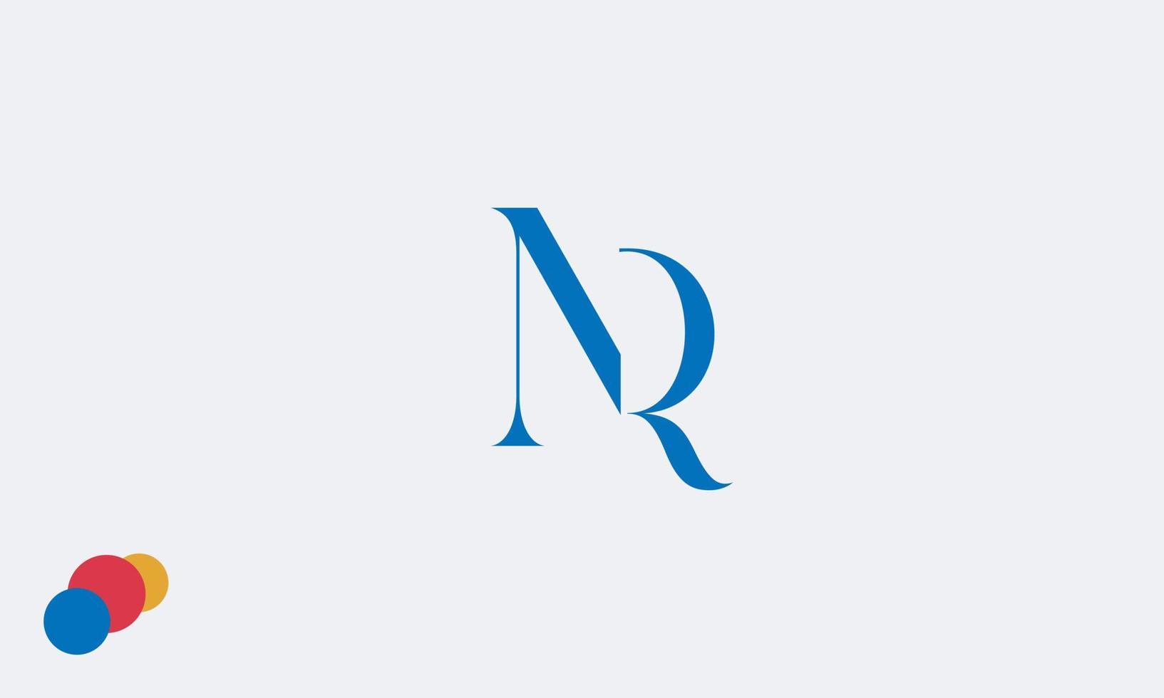 alfabeto lettere iniziali monogramma logo nr, rn, n e r vettore