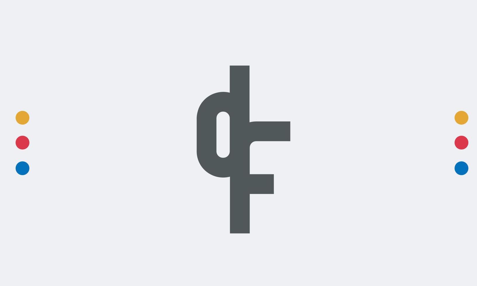 alfabeto lettere iniziali monogramma logo df, fd, d e f vettore
