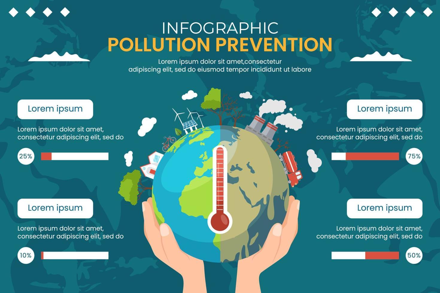 nazionale inquinamento prevenzione giorno Infografica piatto cartone animato mano disegnato modelli illustrazione vettore