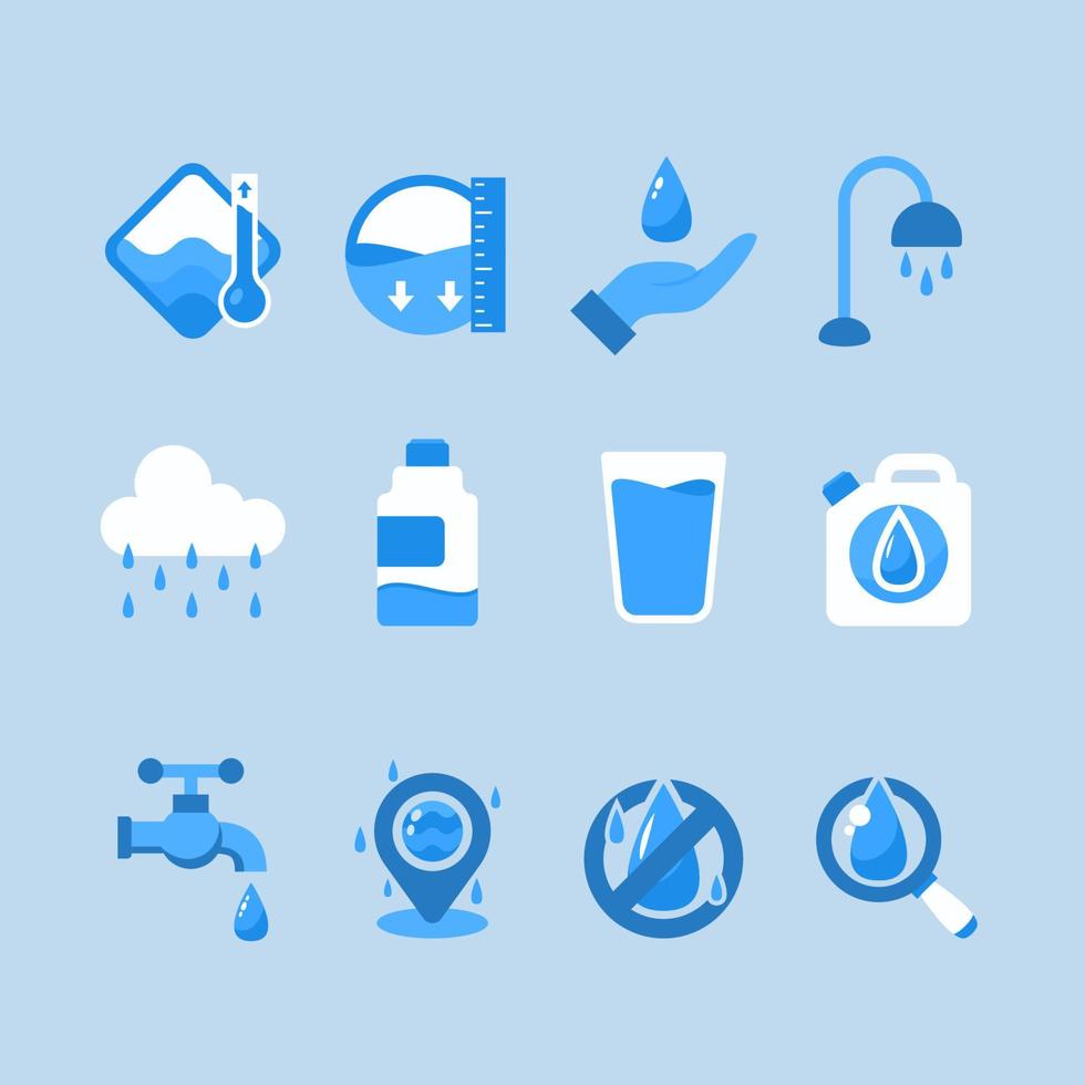 piatto blu acqua attività icona collezione vettore