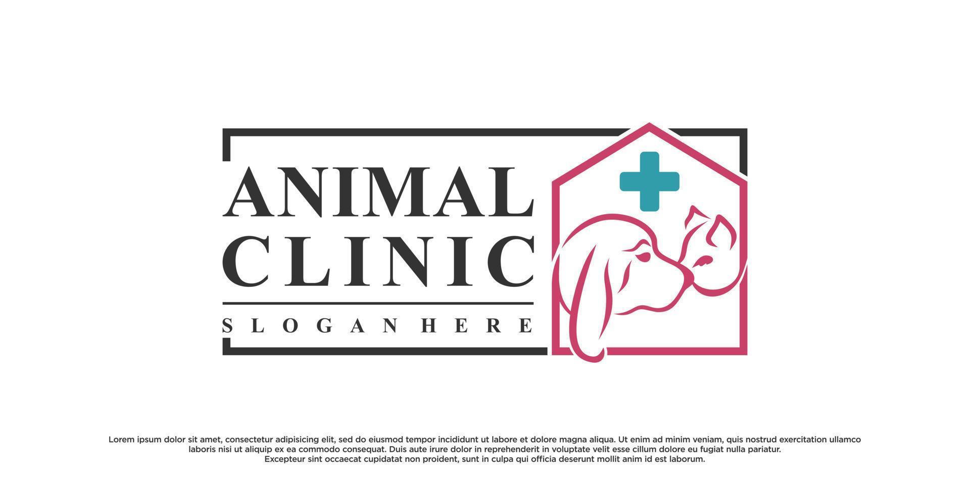 animale domestico stile icona logo design con creativo concetto e attività commerciale carta premio vettore