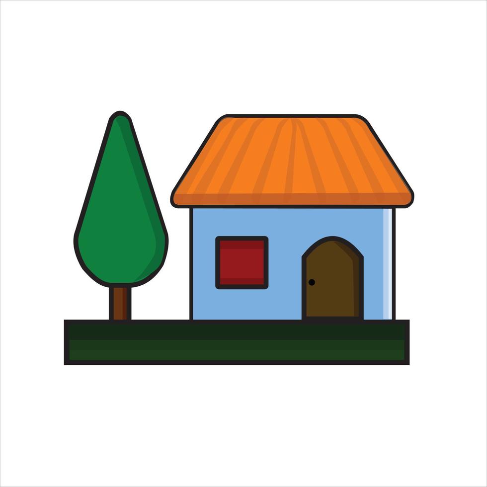 singolo semplice Casa con alberi isolato su bianca sfondo vettore