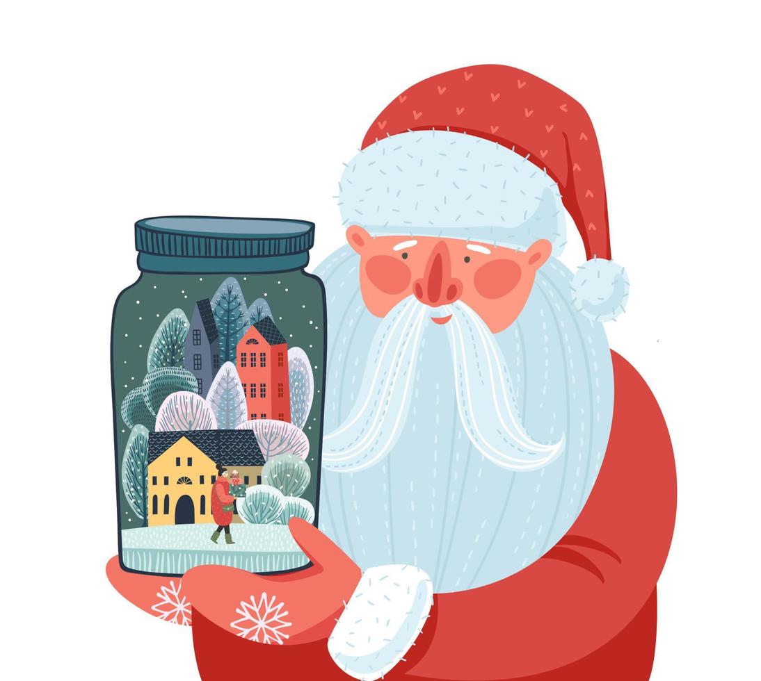 Natale e contento nuovo anno isolato illustrazione con Santa claus. vettore design modello.