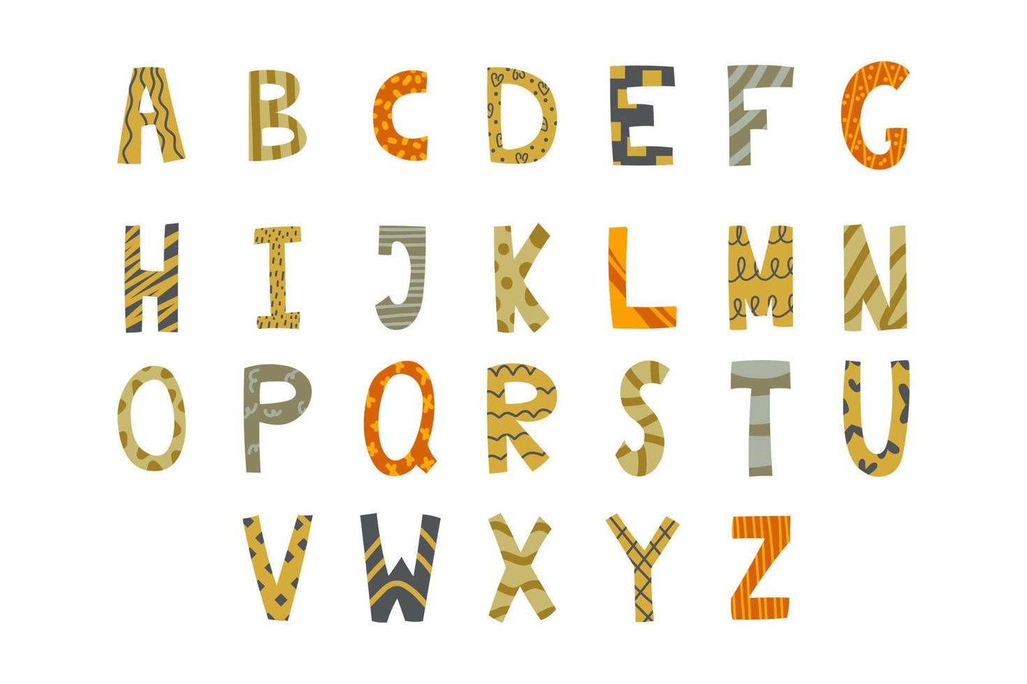 alfabeto per bambini nel boho stile su un' bianca sfondo. vettore illustrazione