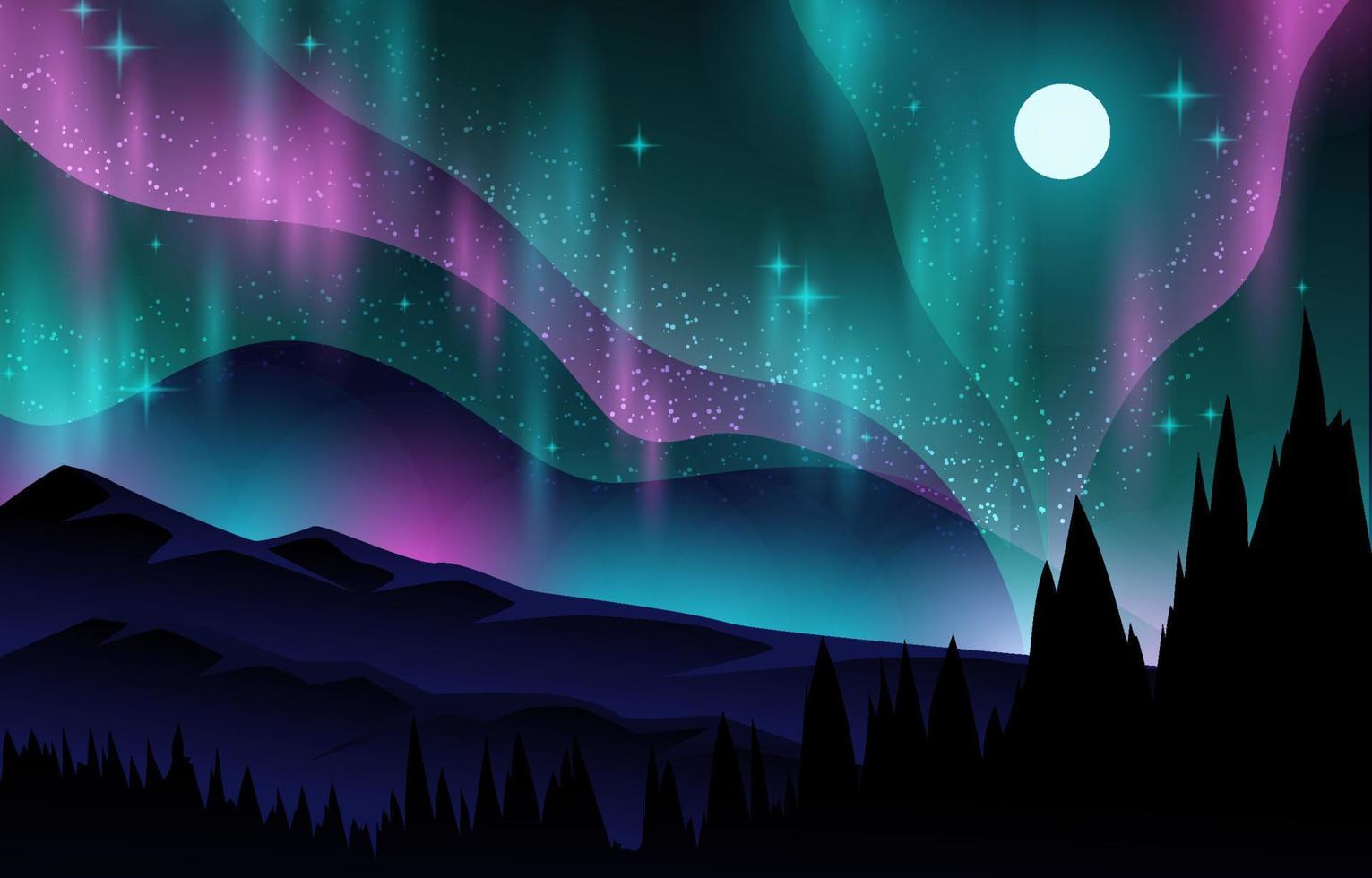 aurora settentrionale notte sfondo vettore