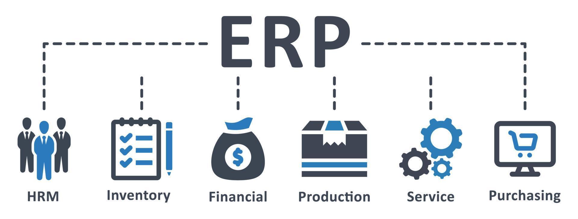 erp icona - vettore illustrazione . erp, impresa, risorsa, pianificazione, inventario, finanziario, ehm, produzione, servizio, acquisto, infografica, modello, concetto, striscione, pittogramma, icona impostare, icone .