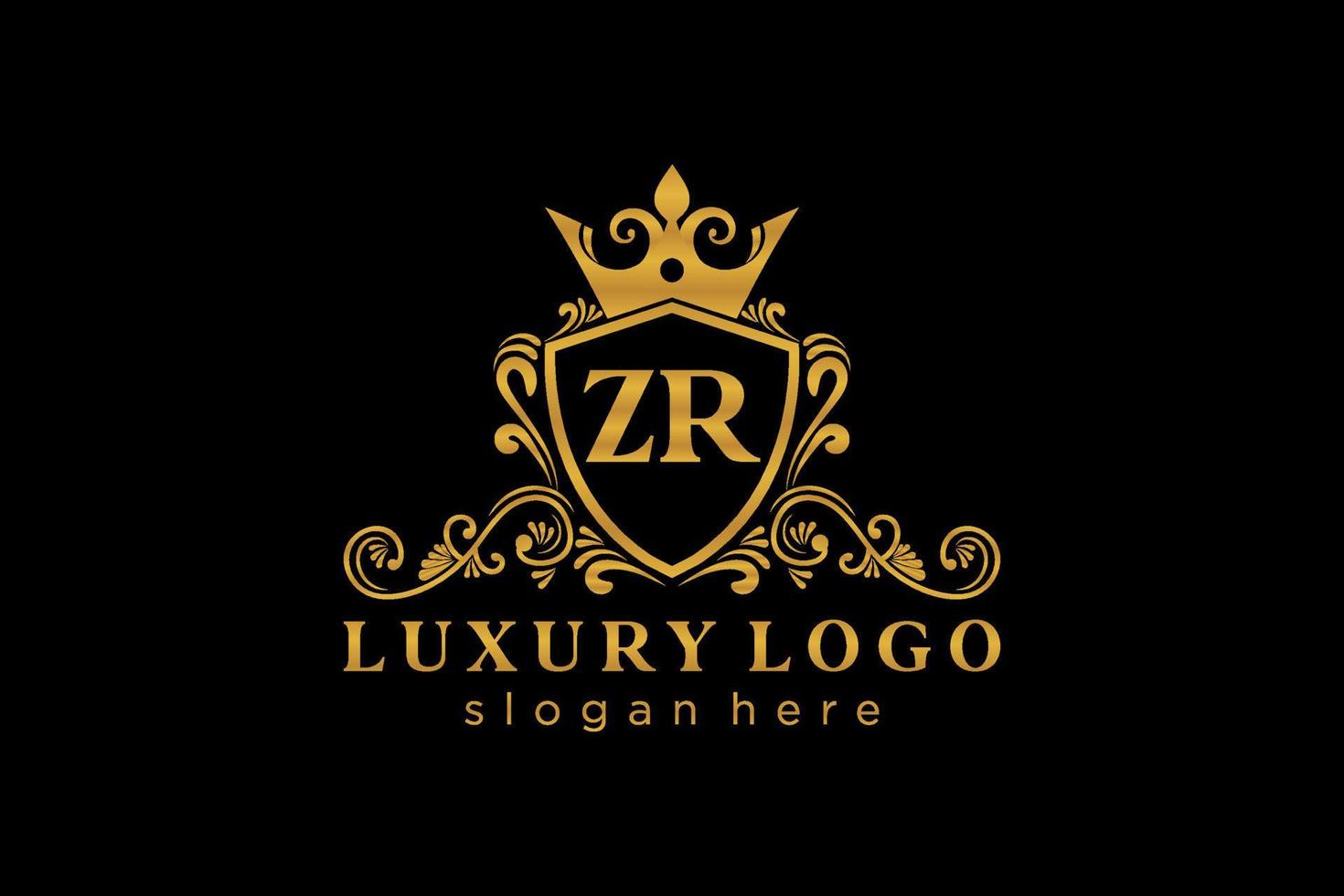 iniziale zr lettera reale lusso logo modello nel vettore arte per ristorante, regalità, boutique, bar, Hotel, araldico, gioielleria, moda e altro vettore illustrazione.