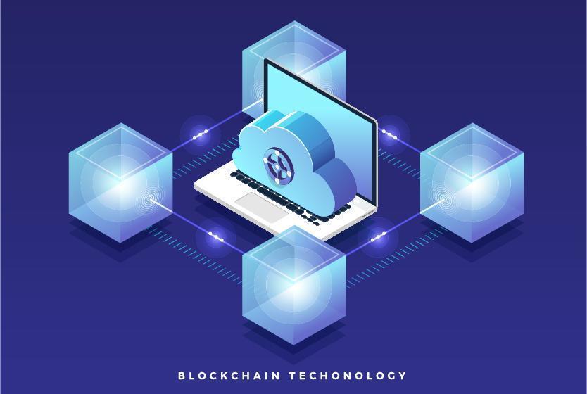 tecnologia blockchain isometrica vettore