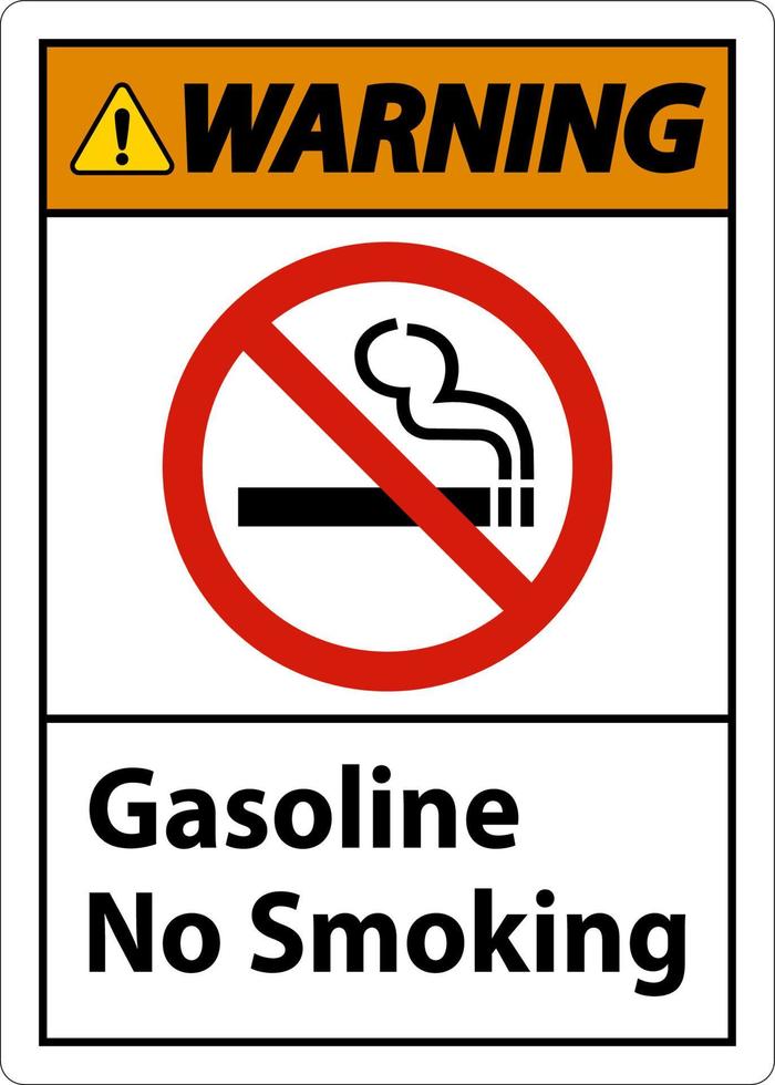 avvertimento benzina no fumo cartello su bianca sfondo vettore