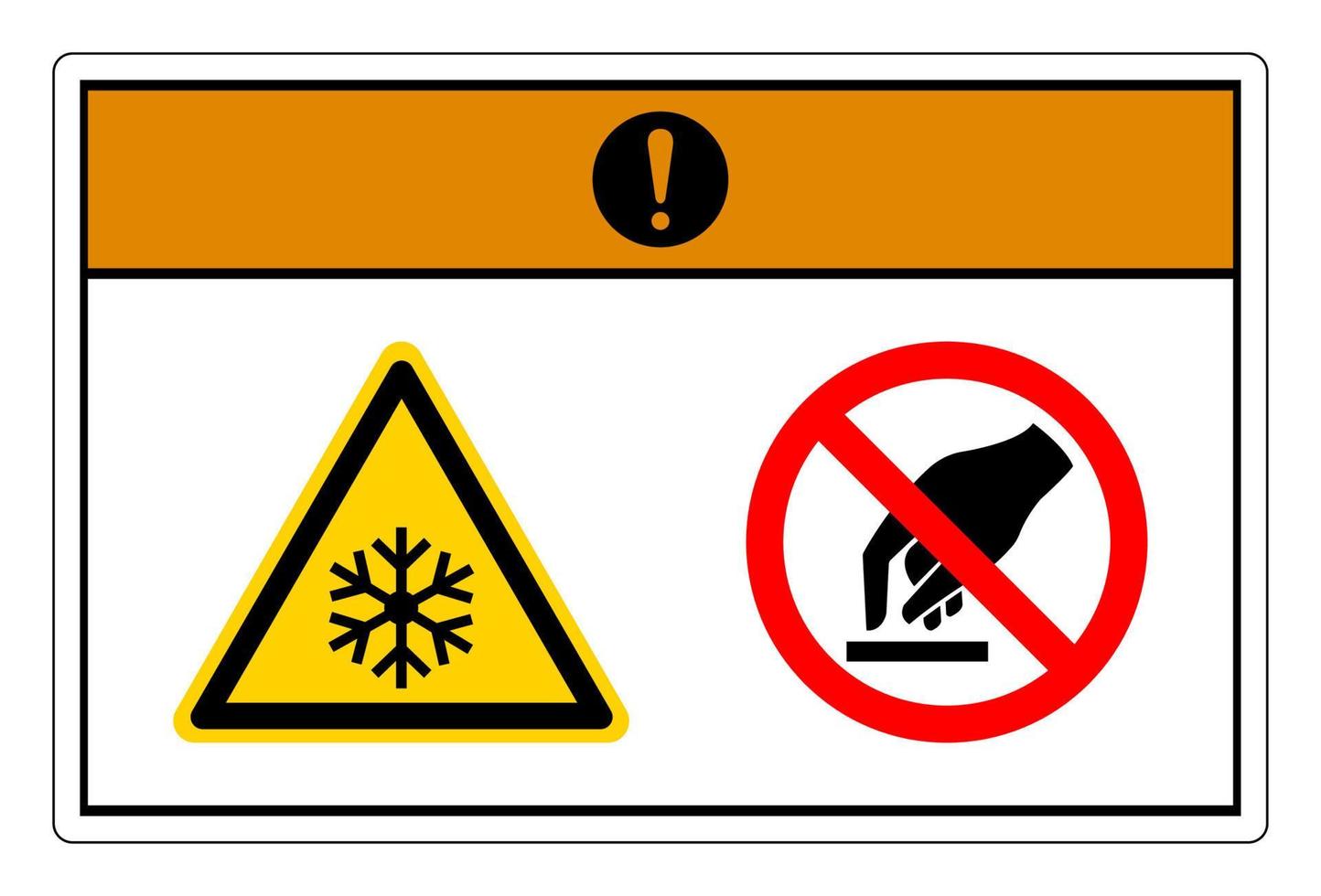 avvertimento estremamente freddo superficie fare non toccare simbolo cartello su bianca sfondo vettore