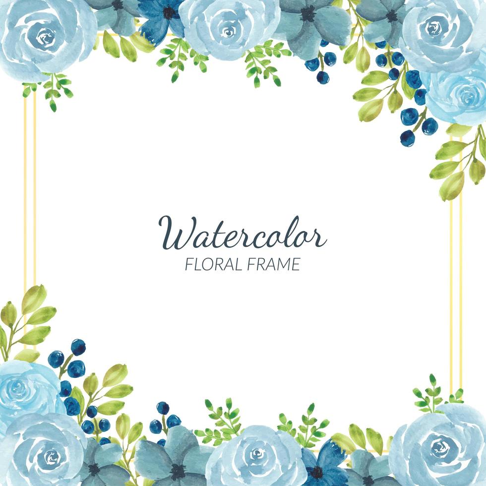 decorazione cornice floreale blu acquerello vettore