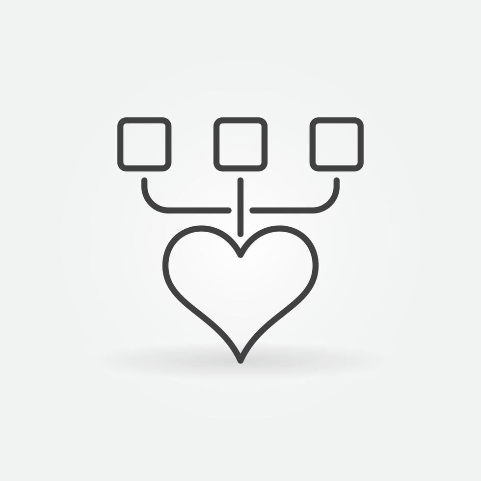donazione e beneficenza cuore concetto lineare vettore icona