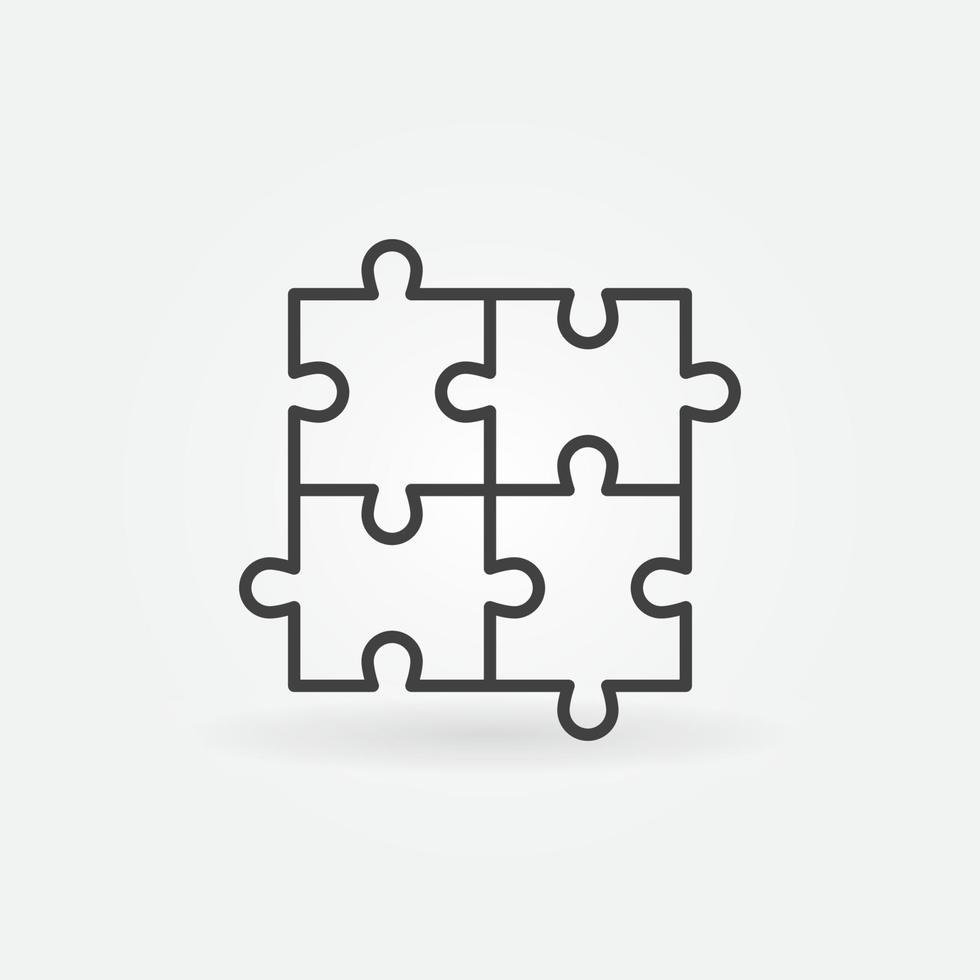 quattro pezzo sega puzzle vettore magro linea concetto icona