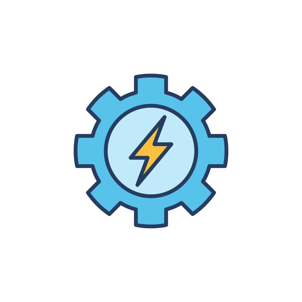 Ingranaggio con elettrico cartello vettore energia concetto colorato icona