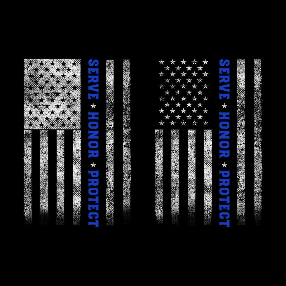 grunge Stati Uniti d'America, Polizia Stradale, pompiere bandiera vettore design.