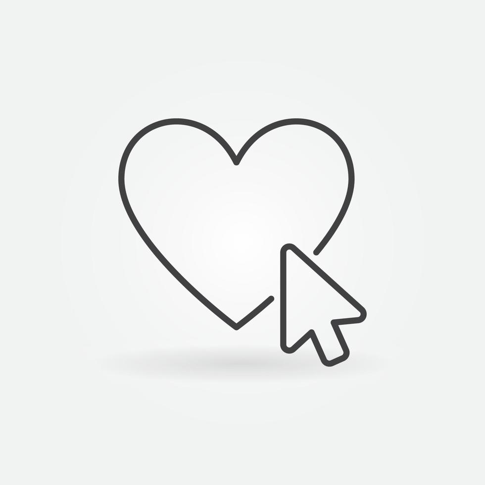 topo clic su cuore linea icona. in linea donazione vettore cartello