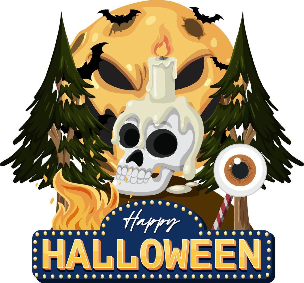 contento Halloween testo logo cartone animato concetto vettore