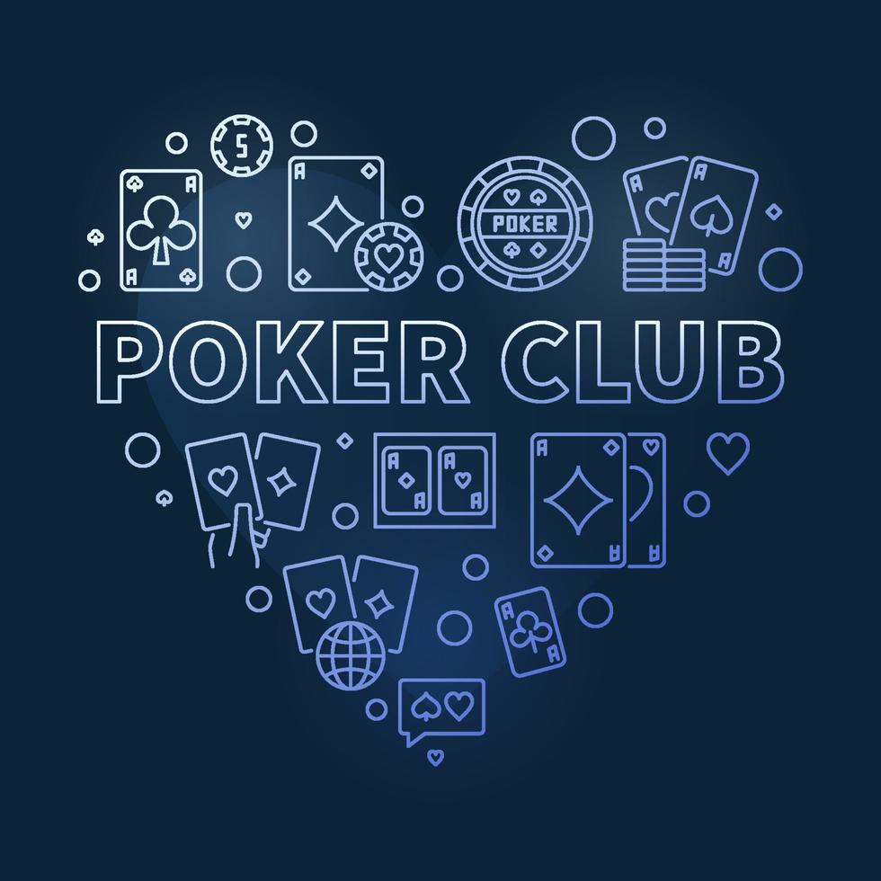 poker club cuore vettore concetto blu schema illustrazione