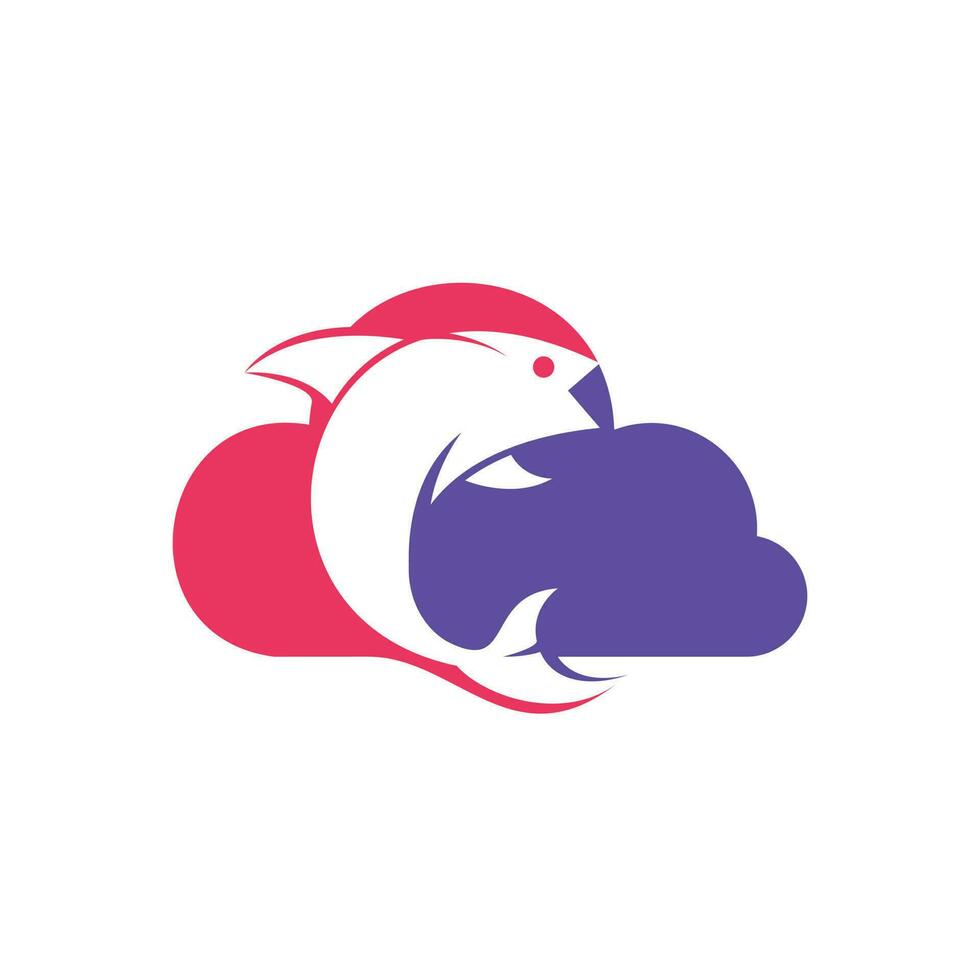 pesce nube vettore logo design. pesce e nube icona semplice cartello.