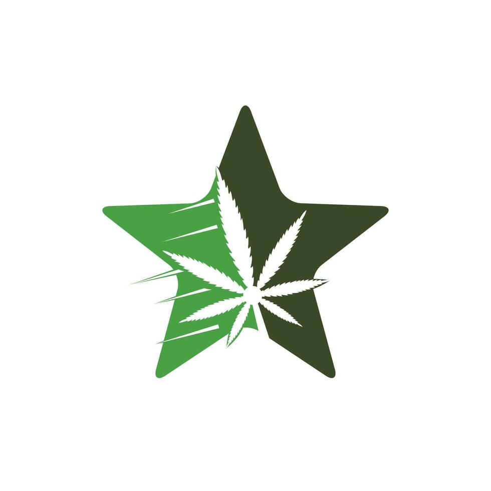 canapa foglia e stella vettore logo design. marijuana foglia logo design modello vettore illustrazione.