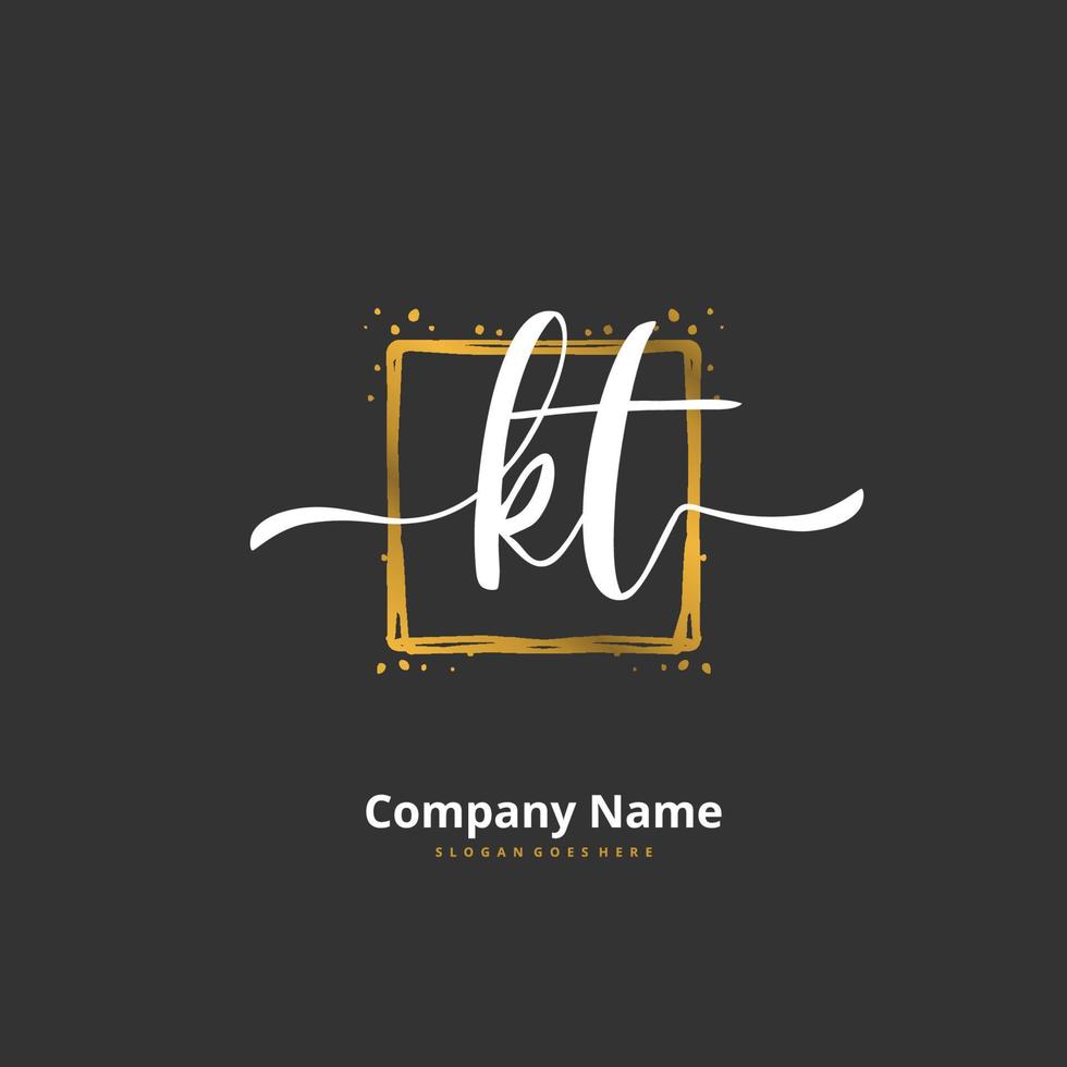 kt iniziale grafia e firma logo design con cerchio. bellissimo design manoscritto logo per moda, squadra, nozze, lusso logo. vettore