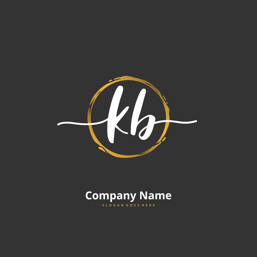 kb iniziale grafia e firma logo design con cerchio. bellissimo design manoscritto logo per moda, squadra, nozze, lusso logo. vettore