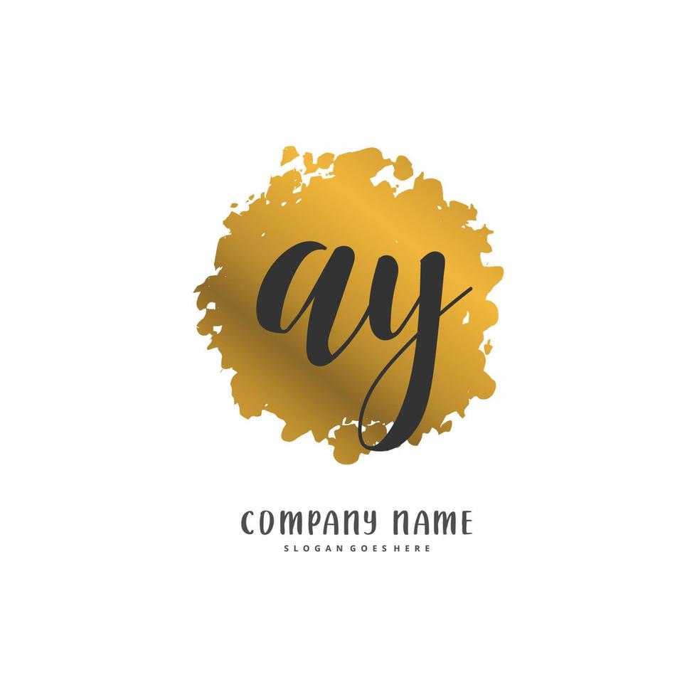 Ay iniziale grafia e firma logo design con cerchio. bellissimo design manoscritto logo per moda, squadra, nozze, lusso logo. vettore