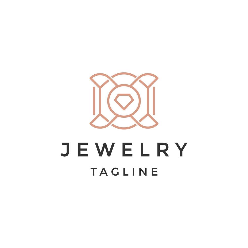 diamante linea gioielleria logo design modello piatto vettore