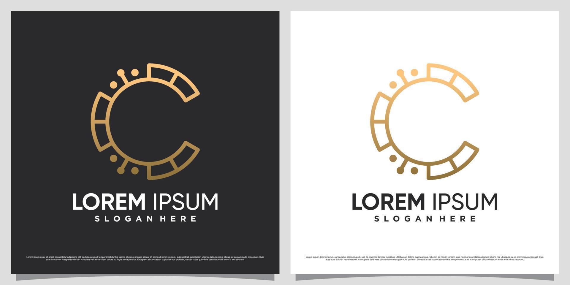iniziale lettera c logo design per attività commerciale icona con linea arte stile e creativo elemento vettore