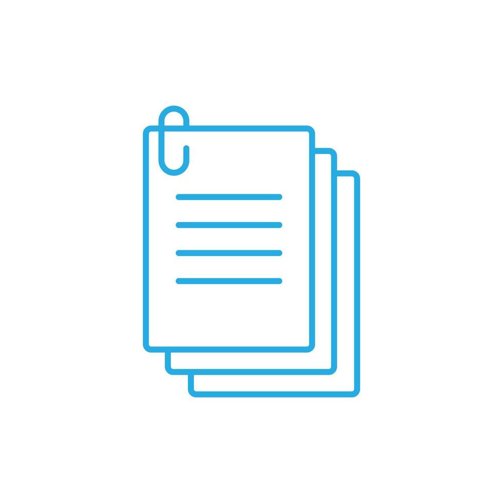 eps10 blu vettore pila di carta con clip icona isolato su bianca sfondo. documento documenti mucchio schema simboli nel un' semplice piatto di moda moderno stile per il tuo sito web disegno, logo, e mobile App