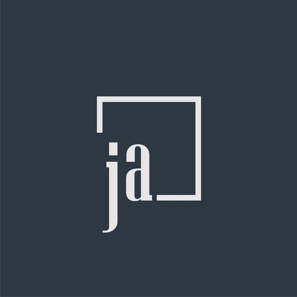 ja iniziale monogramma logo con rettangolo stile design vettore