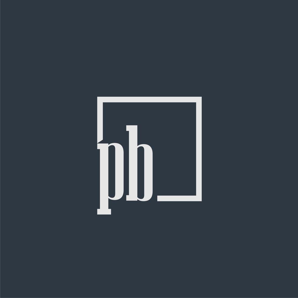 pb iniziale monogramma logo con rettangolo stile design vettore