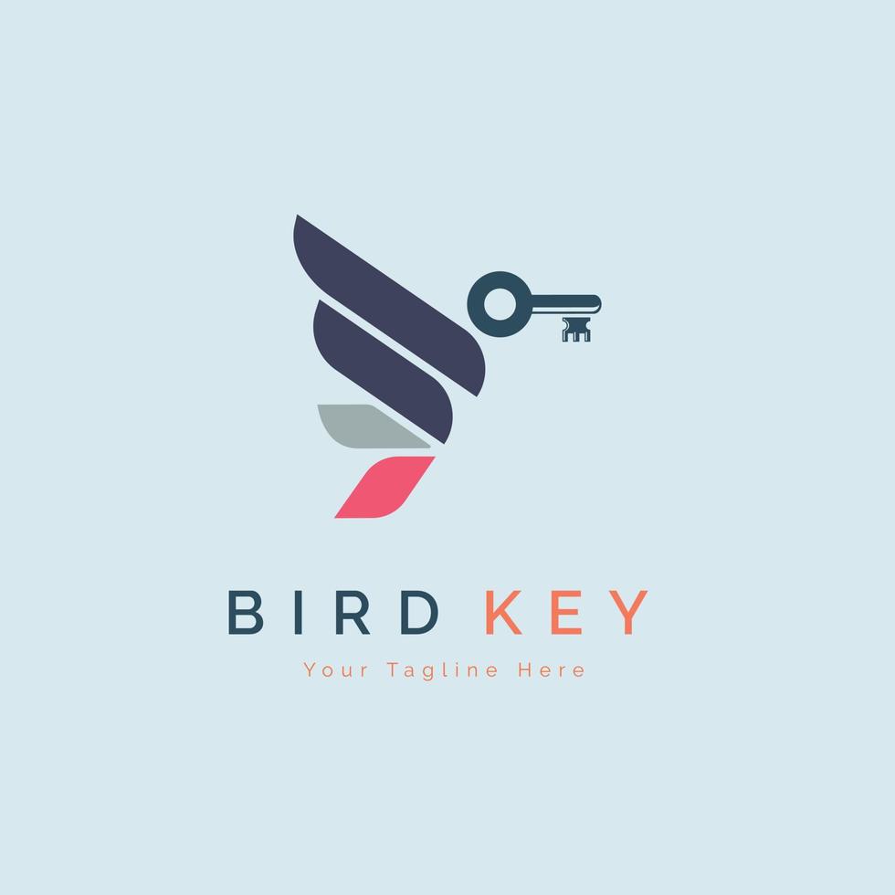 volante uccello chiave serratura moderno logo modello design per marca o azienda e altro vettore