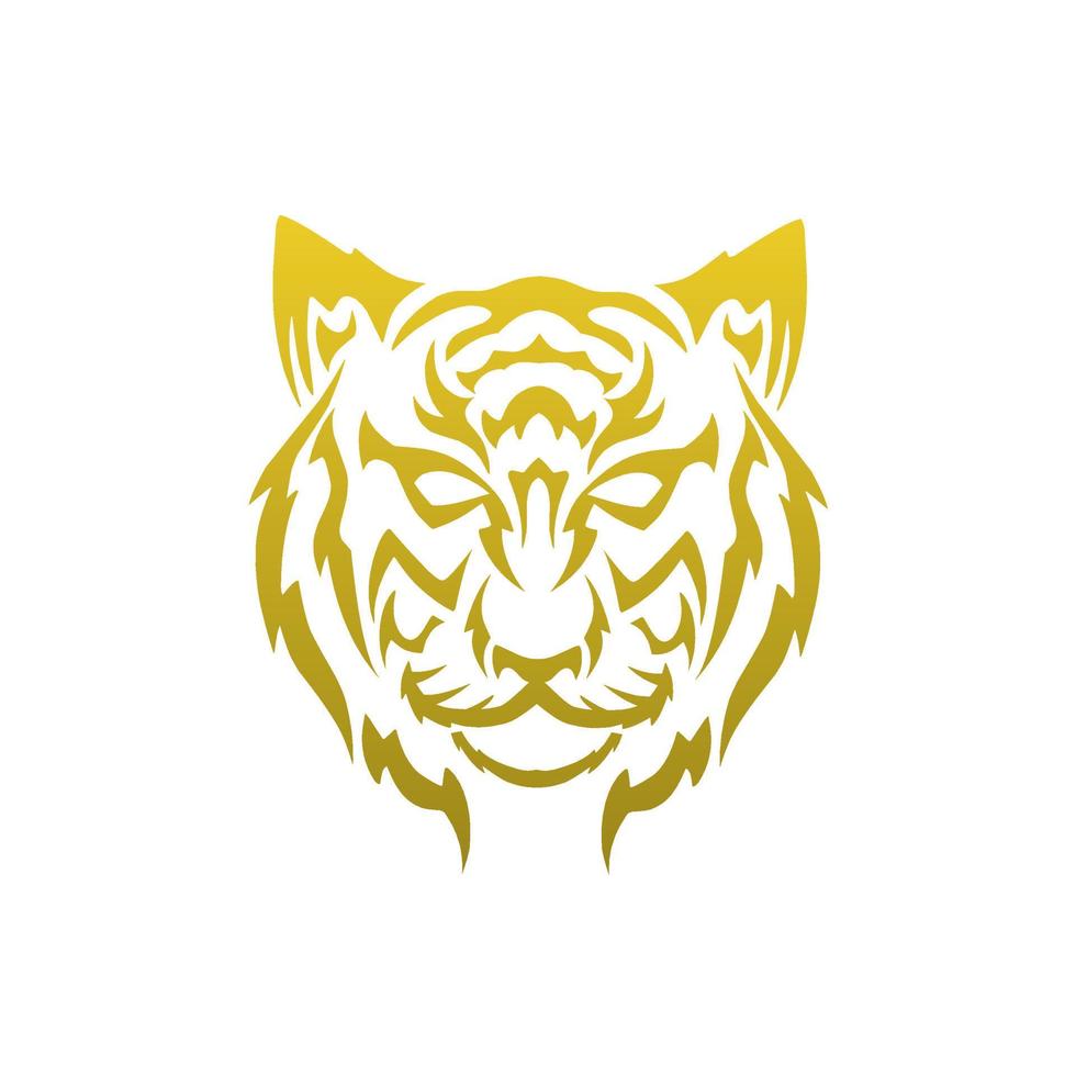 vettore tribale arte tatuaggio tigre viso d'oro colore