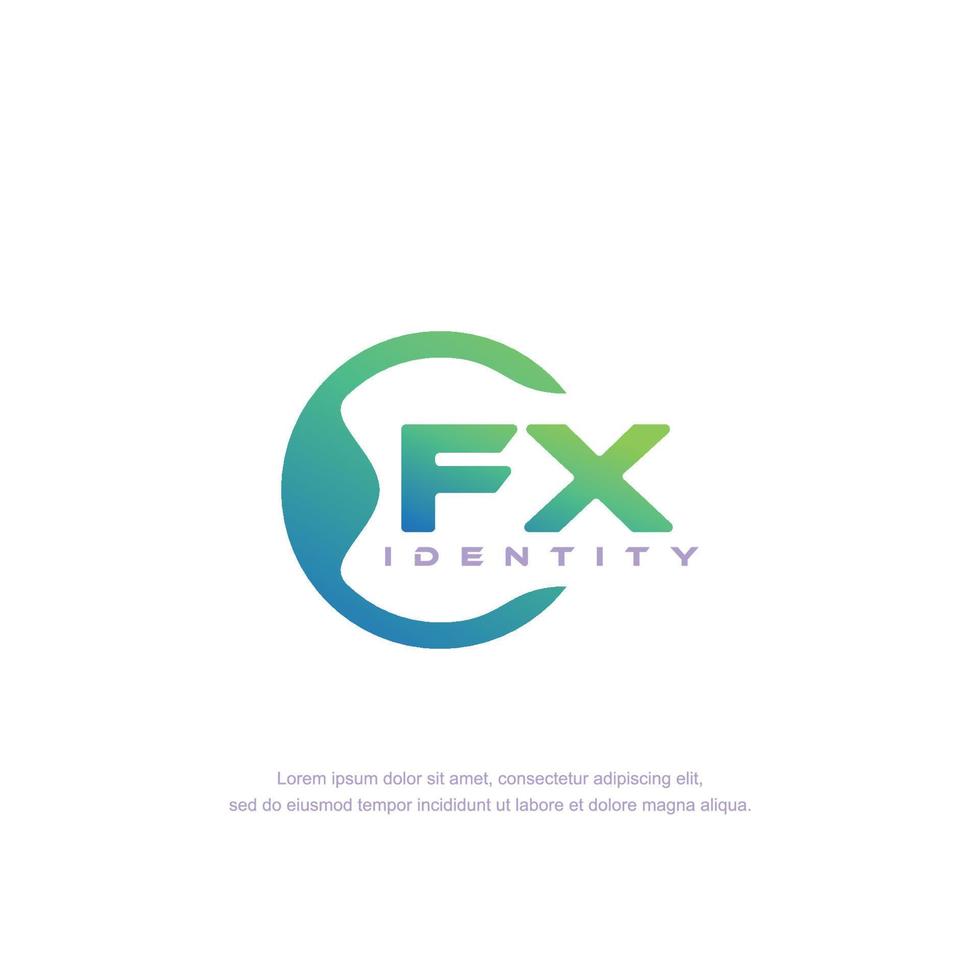 fx iniziale lettera circolare linea logo modello vettore con pendenza colore miscela