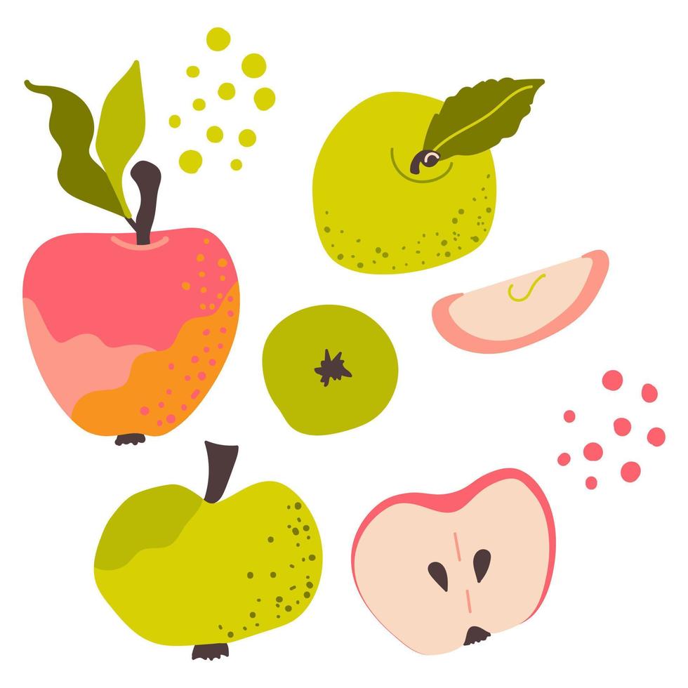 mele impostare. affettato pezzi. salutare maturo frutta. vettore illustrazione