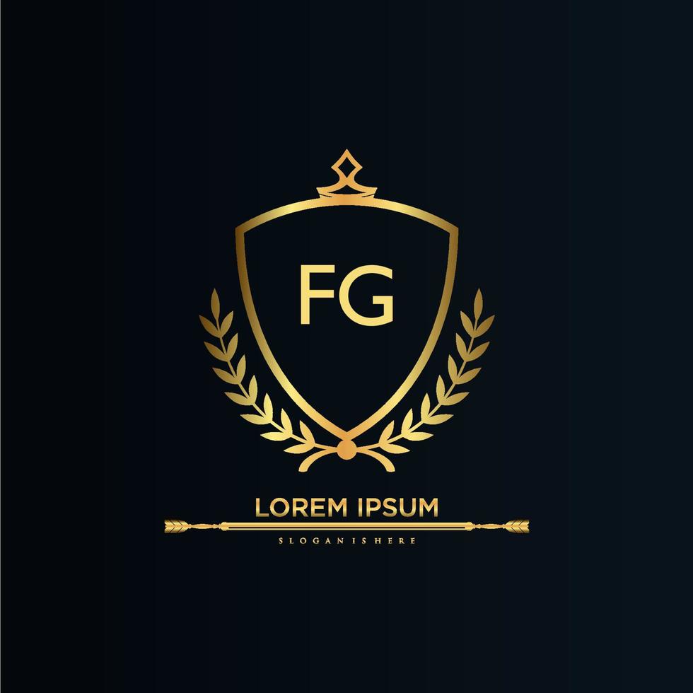 fg lettera iniziale con reale modello.elegante con corona logo vettore, creativo lettering logo vettore illustrazione.