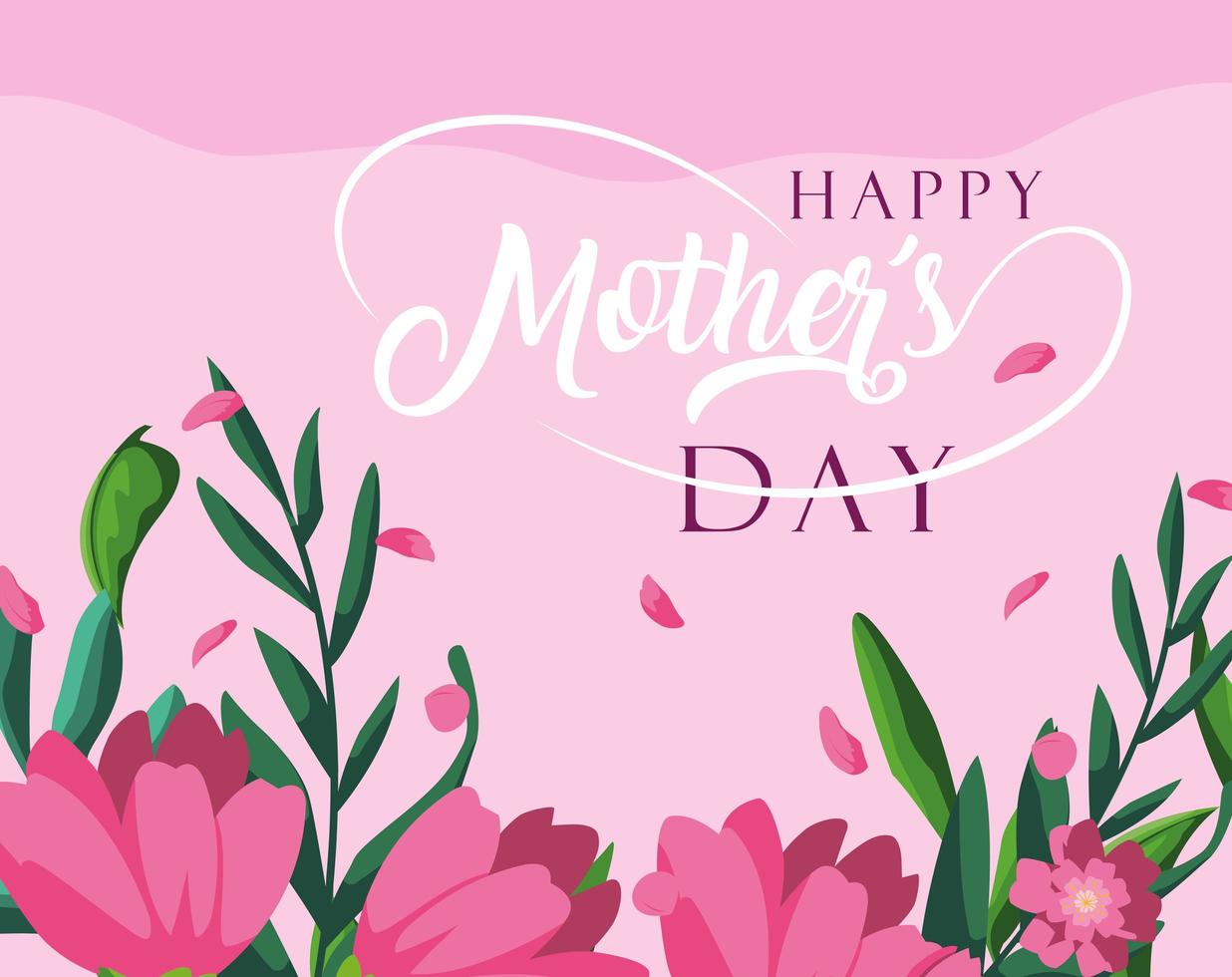 carta di felice festa della mamma con decorazione di fiori vettore