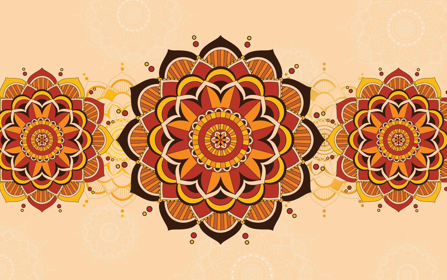 disegno di sfondo arancione con motivi mandala vettore