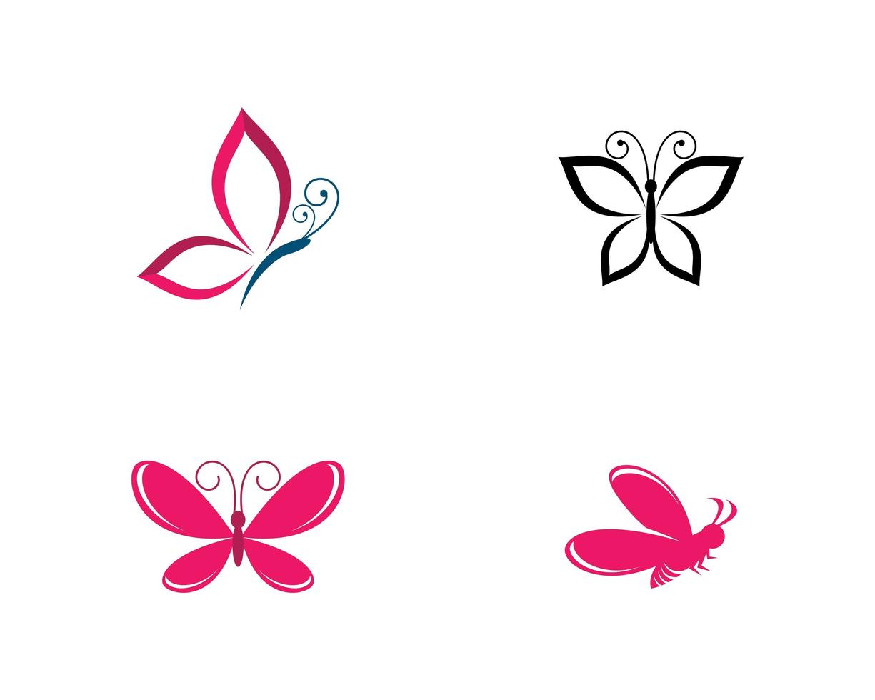 set di immagini del logo farfalla volante vettore