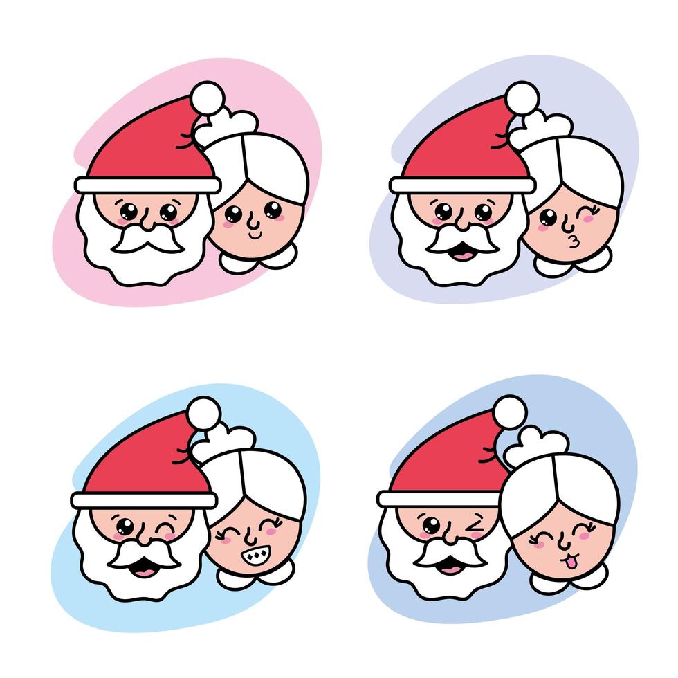 set di icone di personaggi natalizi vettore