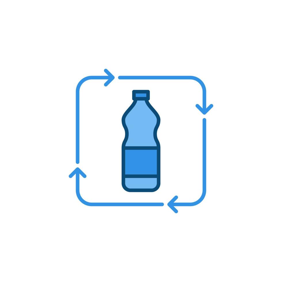 vettore plastica bottiglia raccolta differenziata concetto blu icona
