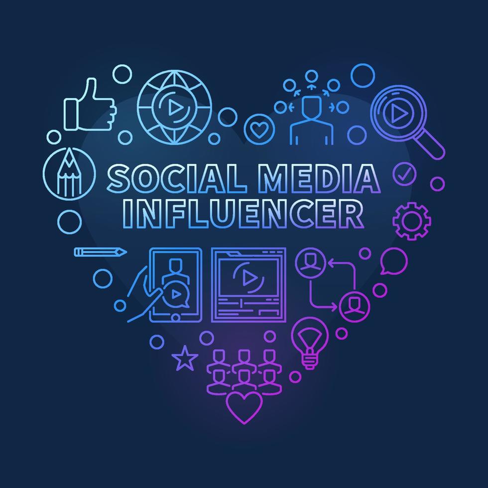sociale media influencer cuore vettore colorato schema illustrazione
