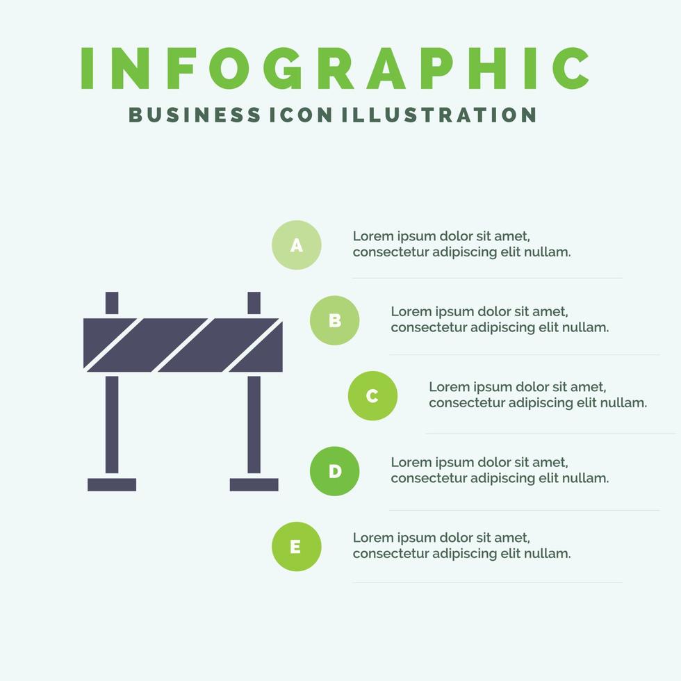 barricata barriera costruzione solido icona infografica 5 passaggi presentazione sfondo vettore