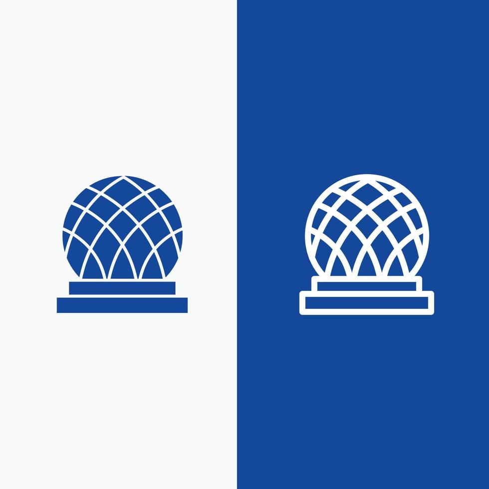 edificio Canada città cupola linea e glifo solido icona blu bandiera linea e glifo solido icona blu banne vettore