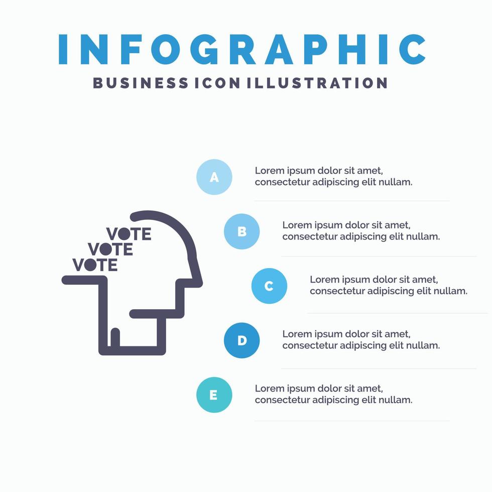 scrutinio elezione sondaggio referendum discorso solido icona infografica 5 passaggi presentazione sfondo vettore