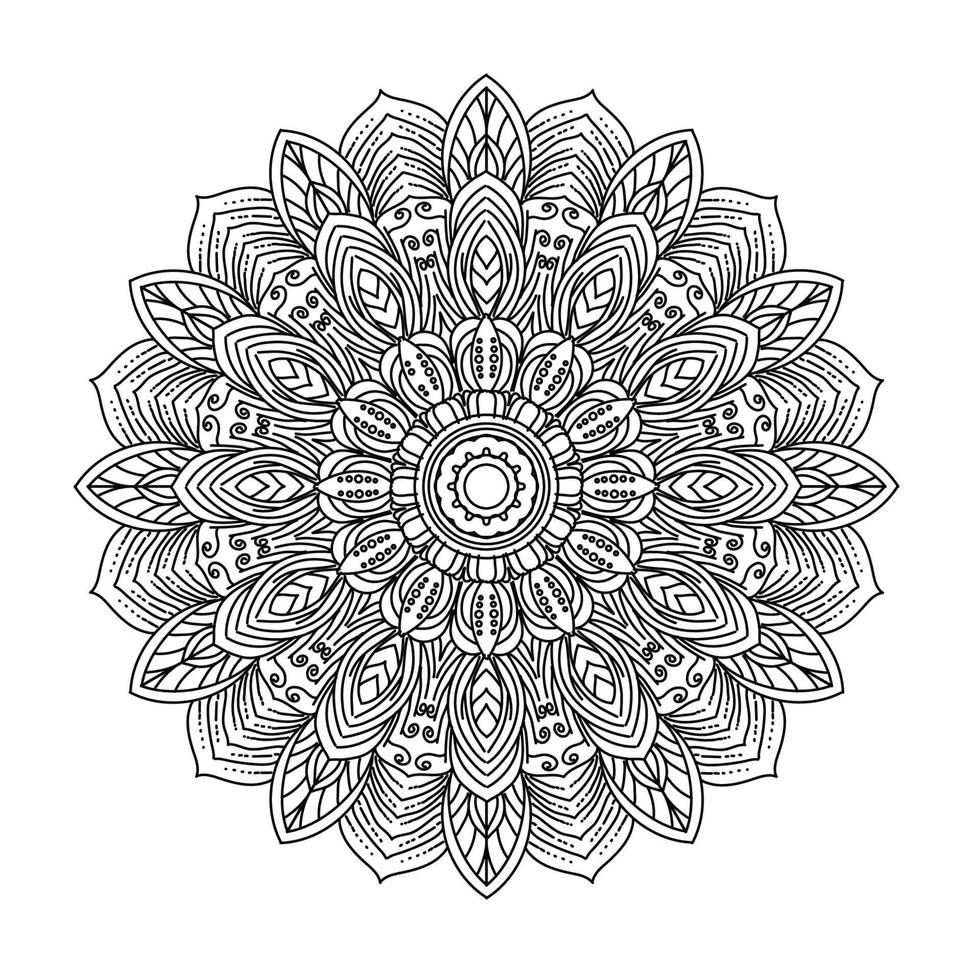 mandala colorazione libro. sfondo disegno, piastrella modello, camicia, saluto carta, etichetta, pizzo modello e tatuaggio. decorazione per interno design. vettore etnico orientale cerchio ornamento. bianca sfondo