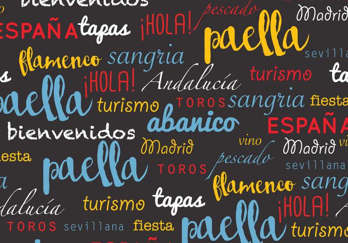 Pattern di parole spagnole vettore