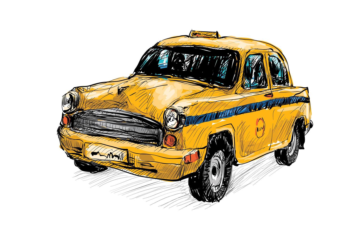 schizzo a colori di un vecchio taxi vettore