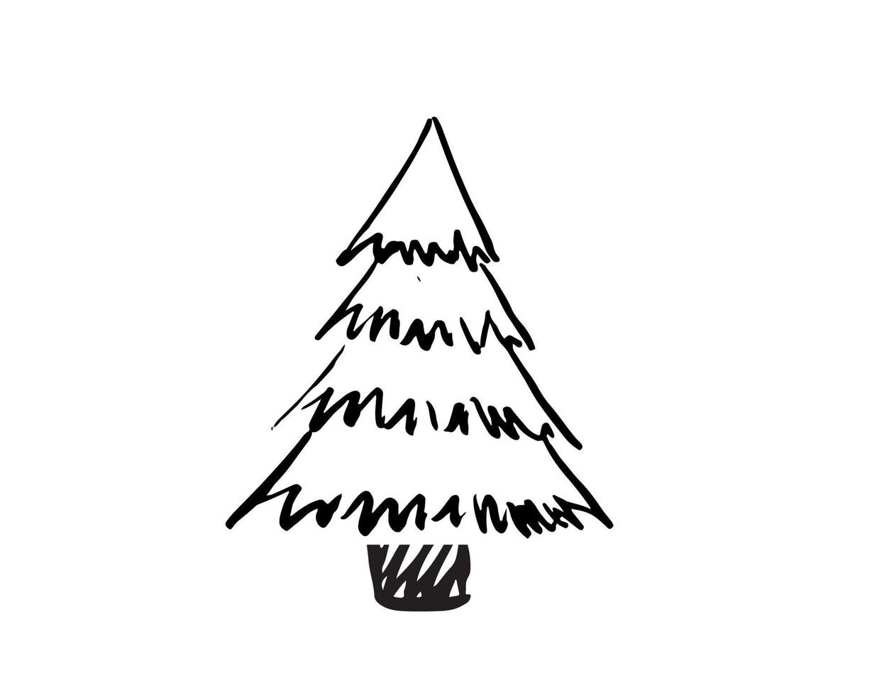 illustrazioni disegnate a mano dell'albero di natale. vettore. vettore